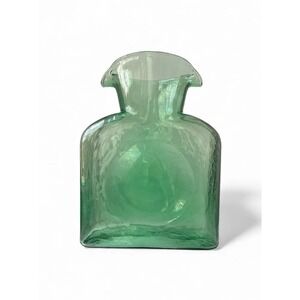 Blenko Water Bottle 384 Sea Green Double Spout Handblown Glass Carafe Retired
